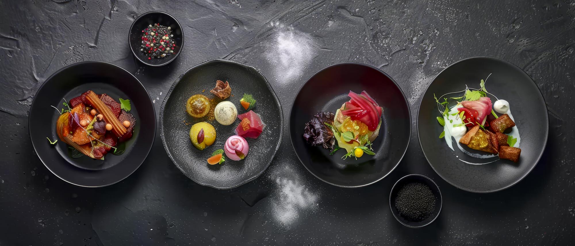 Selection of plated courses on a slate